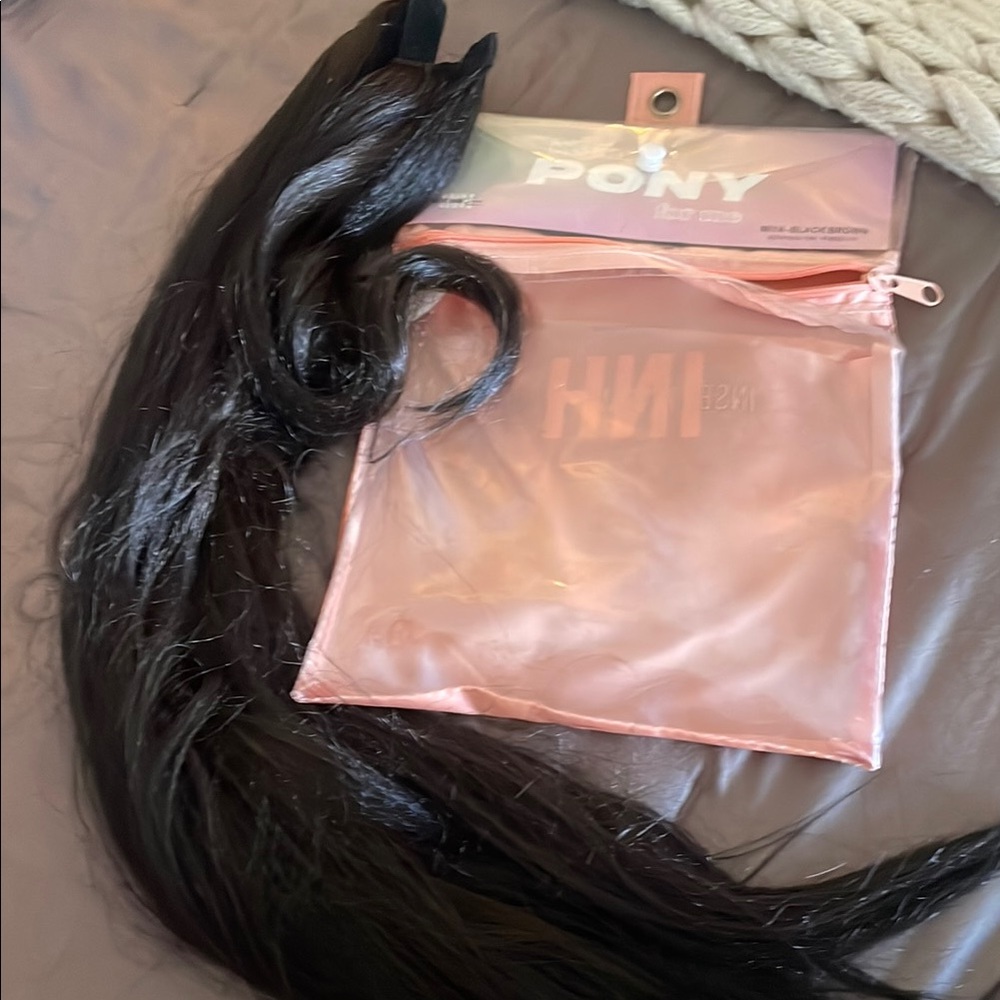 Pony Black Hair Extension Sleek Long Wig